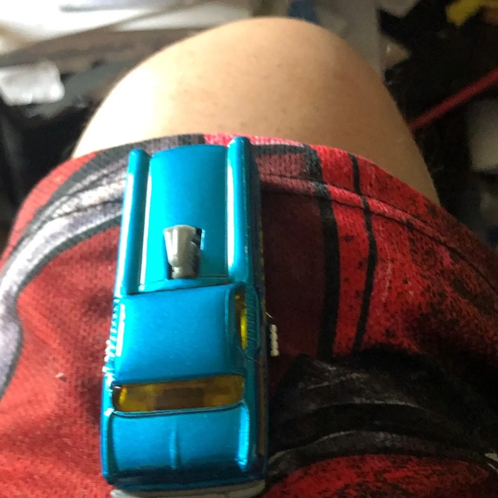 Blue Toy Muscle Car - Metallic Blue with Yellow Windshield
